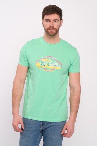 Lee Cooper Tricou cu logo pe piept, Galben/Roz/Verde menta