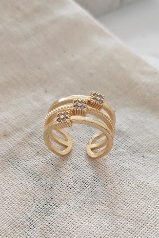 Atelier Miu Inel ajustabil cu zirconia, Auriu