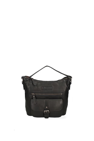 Hill Burry Geanta messenger de piele, Negru