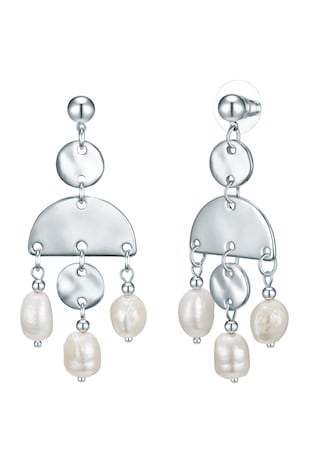 Lulu & Jane Cercei candelabru cu perle de apa dulce, Argintiu