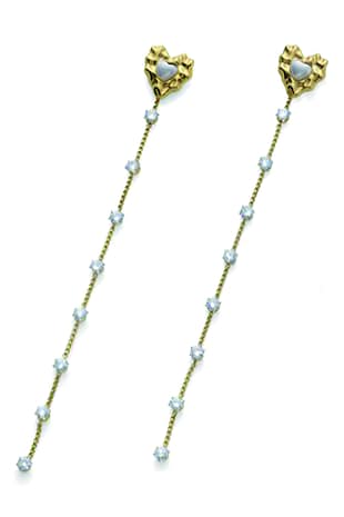 Oliver Weber Cercei drop decorati cu zirconia, Alb/Auriu