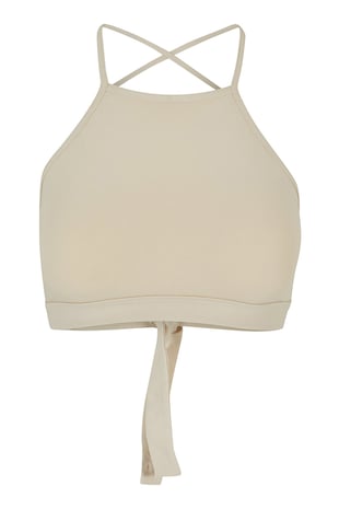 Urban Classics Top crop din amestec de bumbac, Bej