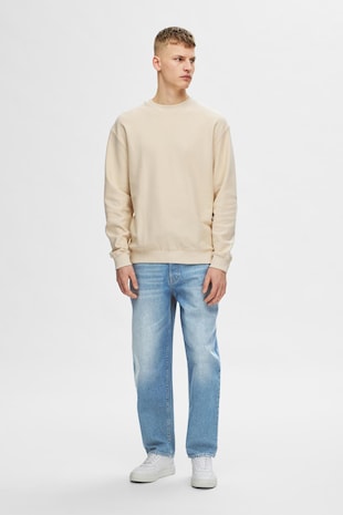 Selected Homme Blugi relaxed fit cu aspect decolorat, Albastru deschis