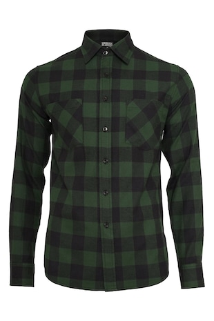 Urban Classics Camasa regular-fit din flanel cu model in carouri, Negru/Verde inchis