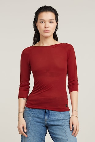 G-STAR Bluza slim fit din lyocell, Caramiziu