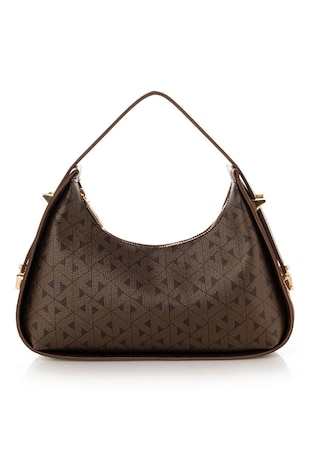 Lucky Bees Geanta cu model geometric si maner, Maro