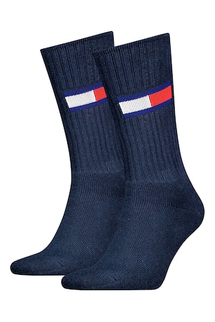 Tommy Hilfiger Set de sosete lungi unisex, striate - 2 perechi, Alb, Rosu melage/Alb murdar