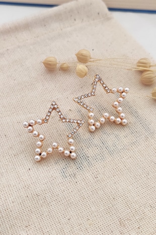 Atelier Miu Cercei in forma de stea cu zirconia, Auriu, Crem, Auriu/Crem
