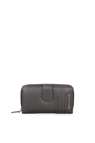 Pierre Cardin Portofel din piele cu detaliu logo, Negru