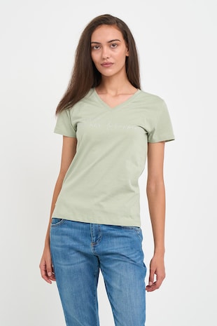 KVL by KENVELO Tricou cu decolteu in V, Verde pal