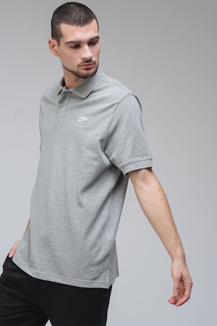 Nike Tricou polo din material pique cu logo, Gri deschis
