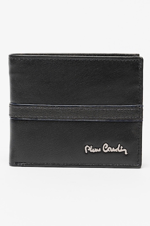 Pierre Cardin Portofel pliabil de piele, Negru/Bleumarin