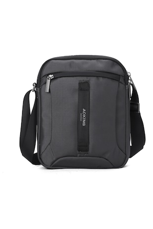 Aoking Geanta crossbody unisex cu buzunare cu fermoar, Gri