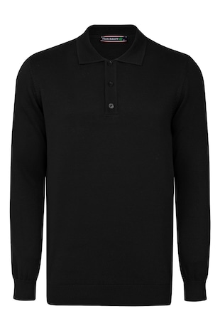 Pulover polo de bumbac, Negru