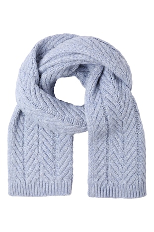 Tatuum Fular cu model herringbone, Albastru glaciar