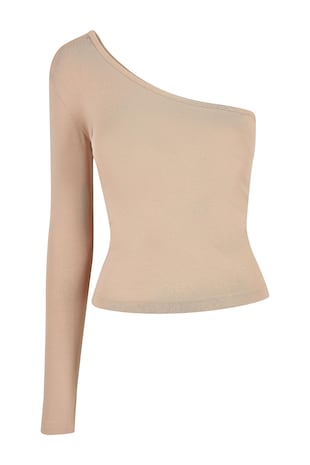 Urban Classics Bluza cu decolteu pe un umar, Bej