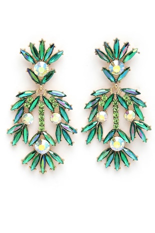 AVANT-GARDE PARIS Cercei drop cu cristale, Verde