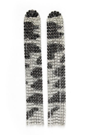 AVANT-GARDE PARIS Cercei drop cu cristale, Negru/Argintiu