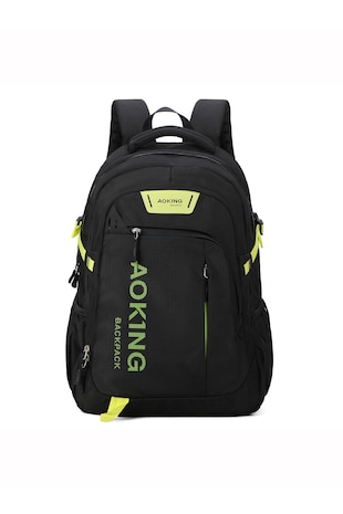 Aoking Rucsac cu imprimeu logo, Negru/Verde deschis