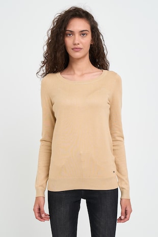 Lee Cooper Pulover uni cu decolteu rotund, Maro nisip