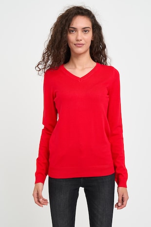 Lee Cooper Pulover cu decolteu in V, Rosu vermillion