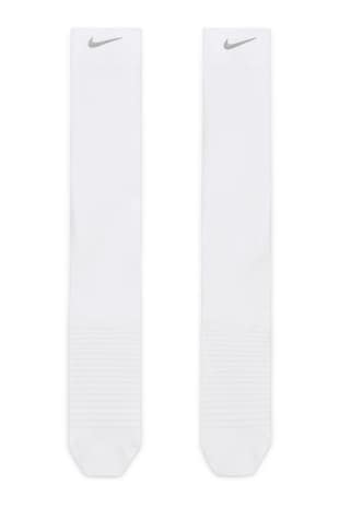 Nike Sosete unisex cu detalii logo si tehnologie Dri-Fit, pentru alergare, Alb/Argintiu