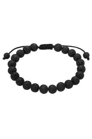 True Rebels Bratara ajustabila din margele, Negru