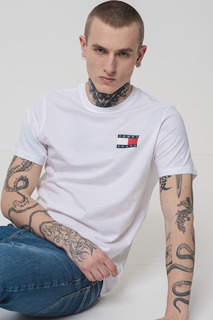 Tommy Jeans Tricou slim-fit cu imprimeu logo, Alb