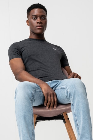 Tommy Jeans Tricou slim fit, Gri inchis melange