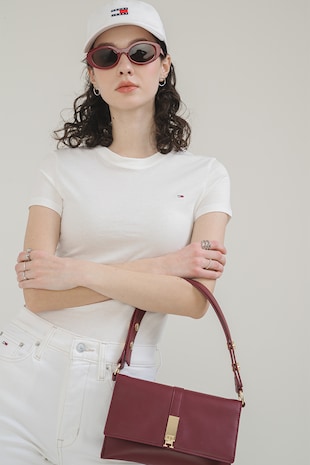 Tommy Jeans Tricou cu broderie logo, Alb murdar