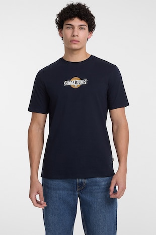 GUESS JEANS Tricou regular fit cu decolteu la baza gatului, Albastru ultramarin