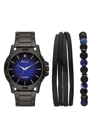 Relic by Fossil Set de bratari si ceas quartz, Argintiu inchis