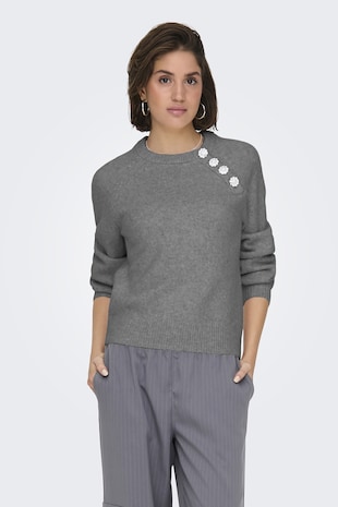 Only Pulover cu maneci raglan Lauren, Gri inchis melange