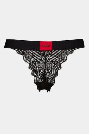 HUGO Chiloti tanga cu logo, Negru