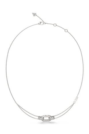 GUESS Colier din otel inoxidabil cu cristale, Argintiu/Transparent