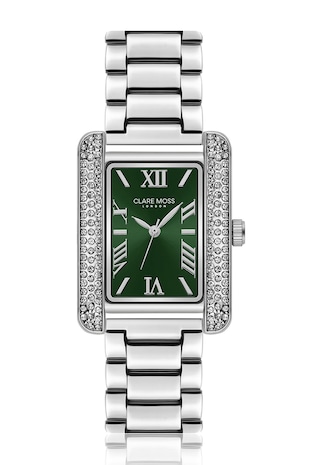 Clare Moss Ceas quartz cu zirconia, Argintiu