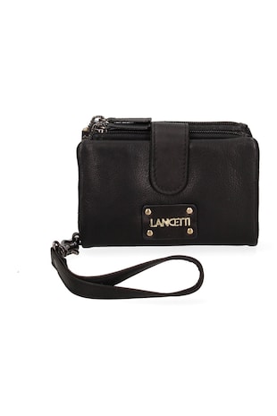 Lancetti Portofel din piele cu logo, Negru