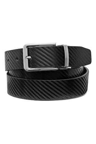 Geox Curea din piele cu aspect tesut, Negru