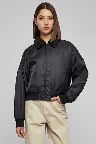Urban Classics Jacheta regular-fit cu fermoar, Negru