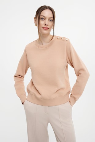 GreenPoint Bluza de trening cu decolteu rotund, Roz pastel