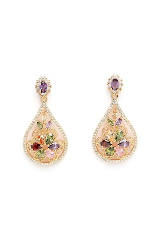 AVANT-GARDE PARIS Cercei cu zirconia si model floral Vintage, Multicolor