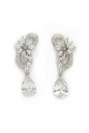 AVANT-GARDE PARIS Cercei drop cu zirconia, Argintiu/Transparent
