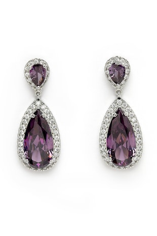 AVANT-GARDE PARIS Cercei drop cu zirconia, Violet/Argintiu/Transparent