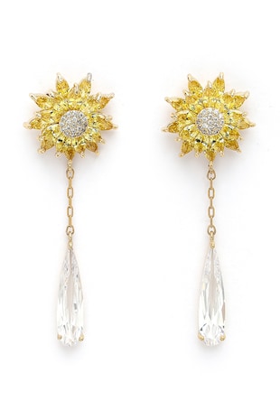 AVANT-GARDE PARIS Cercei drop cu design floral, Auriu/Transparent