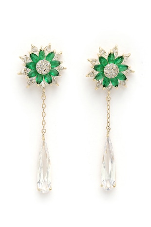 AVANT-GARDE PARIS Cercei drop cu design floral, Verde/Auriu
