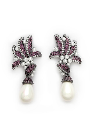 AVANT-GARDE PARIS Cercei drop cu zirconia, Alb/Violet/Argintiu inchis