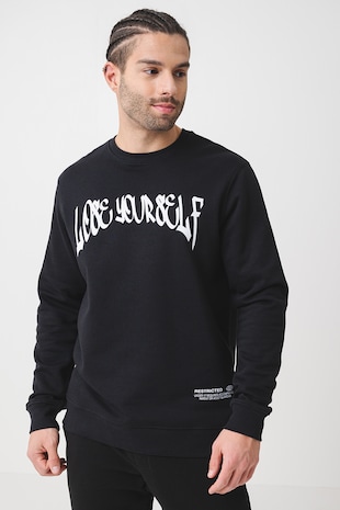 Only & Sons Bluza de trening cu model grafic pe spate Eminem, Alb/Negru
