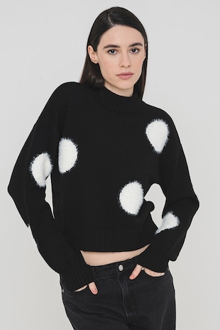 Vero Moda Pulover cu terminatii striate Yolanda, Alb/Negru
