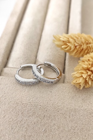 Atelier Miu Cercei rotunzi cu zirconia, Argintiu