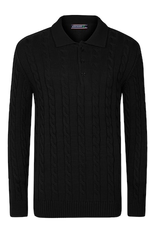 Felix Hardy Pulover polo cu model torsade, Negru